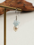 Blue Hydrangea Aquamarine & Pearl Drop Earrings — Aquamarine, Pearl & Sterling Silver | SENLORE