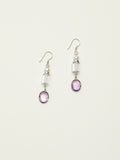 Crystal Pearl Earrings — white crystal cylinder & amethyst wheat-sheaf & S925 Sterling Silver | SENLORE