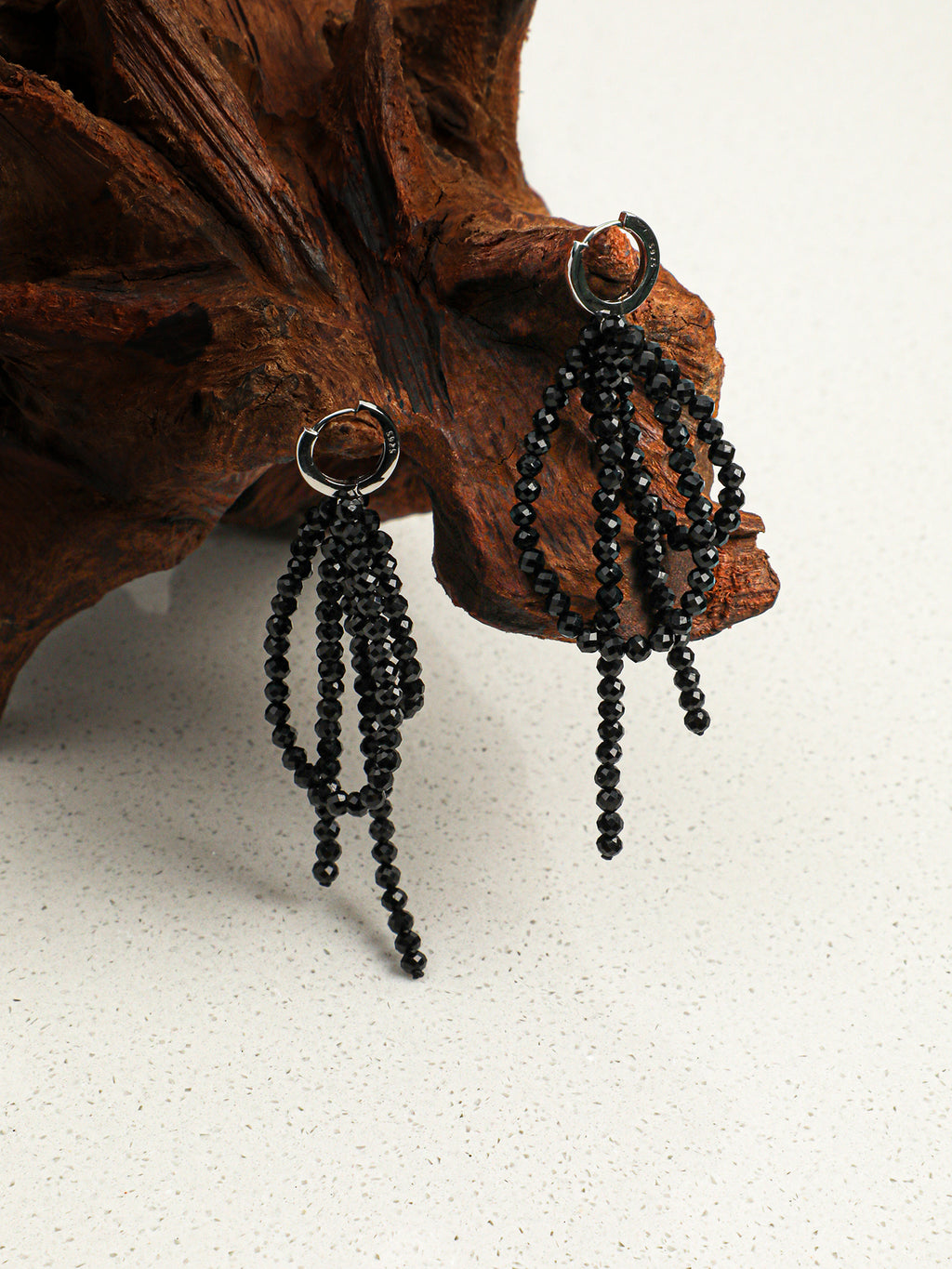 Black Tourmaline Bow Drop Earrings — Black Tourmaline & Sterling Silver | SENLORE