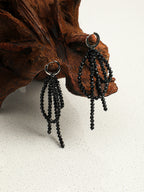 Black Tourmaline Bow Drop Earrings — Black Tourmaline & Sterling Silver | SENLORE