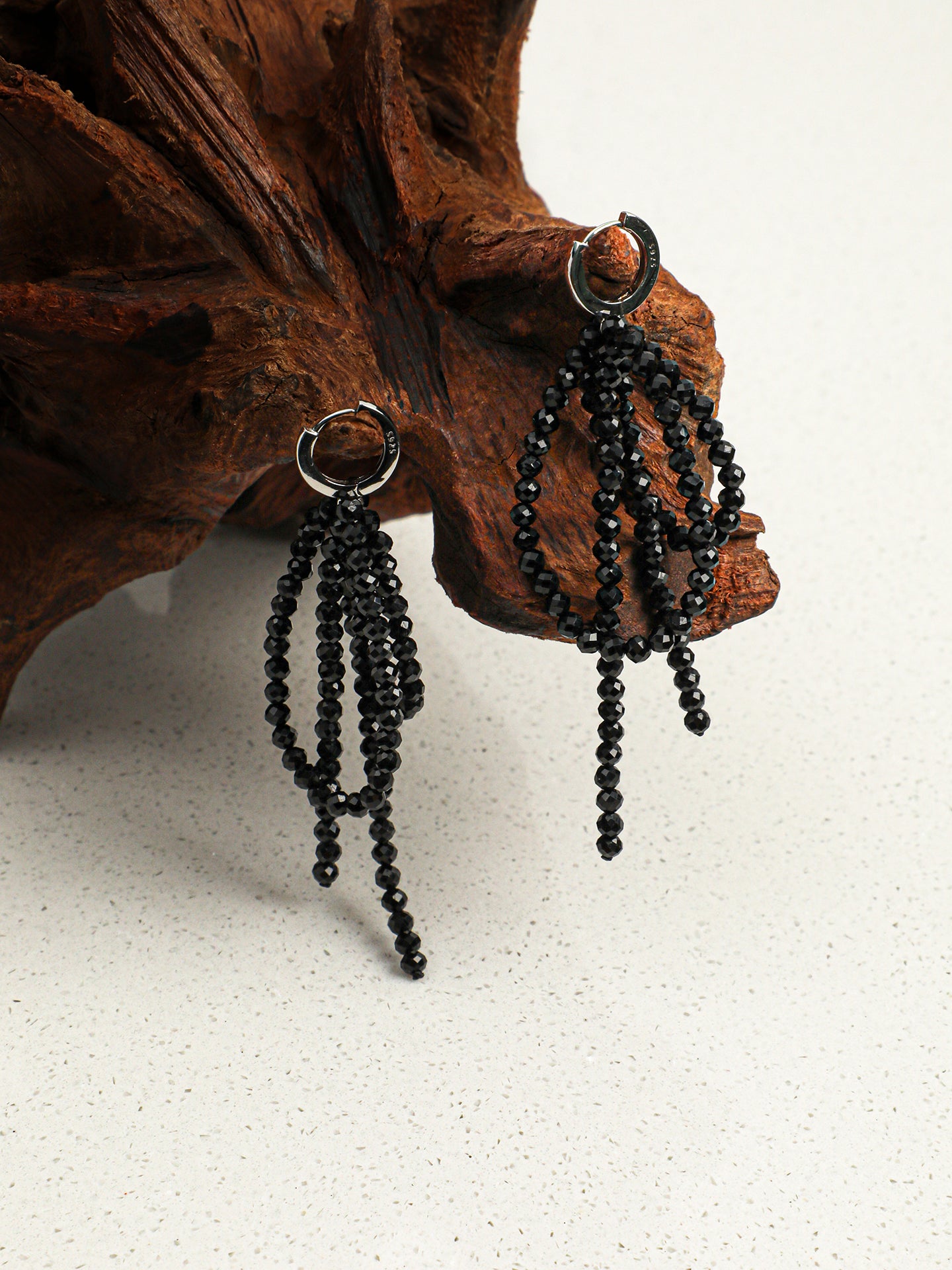 Black Tourmaline Bow Drop Earrings — Black Tourmaline & Sterling Silver | SENLORE