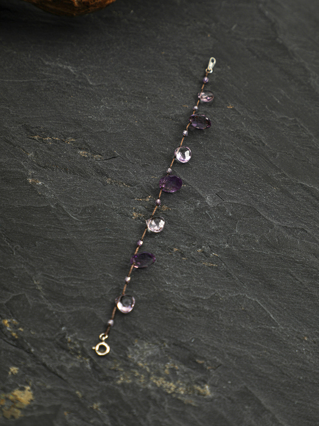 Diamond-Cut Petal Crystal Bracelet — amethyst diamond-cut, rose quartz petal-cut | SENLORE