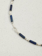 Lapis Lazuli Tube & Silver Bar Necklace — Lapis Lazuli, Pearl & Sterling Silver | SENLORE