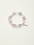 Amethyst Sugar-Cube Pearl Bracelet — amethyst round bead & white crystal rhombus cube & S925 Sterling Silver | SENLORE