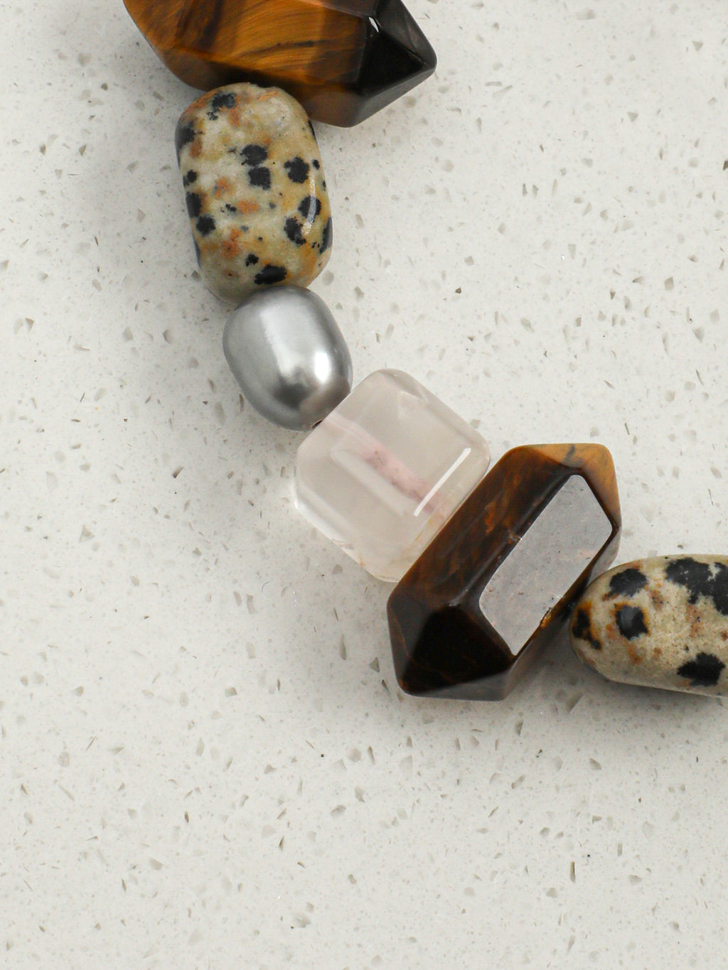 Tiger's Eye Rose Quartz & Spotted Stone Bracelet — Tiger's Eye, Rose Quartz & Sterling Silver | SENLORE