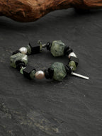 Prehnite Black Agate & Baroque Pearl Bracelet — Prehnite, Black Agate, Baroque Pearl & Silver | SENLORE