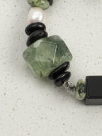 Prehnite Black Agate & Baroque Pearl Bracelet — Prehnite, Black Agate, Baroque Pearl & Silver | SENLORE