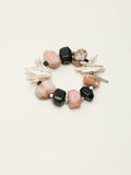 Pink Opal Baroque Bracelet — large freeform pink opal & large freeform black rutilated quartz & S925 Sterling Silver | SENLORE