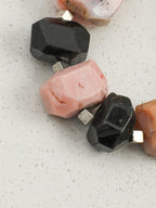 Pink Opal Baroque Bracelet — large freeform pink opal & large freeform black rutilated quartz & S925 Sterling Silver | SENLORE