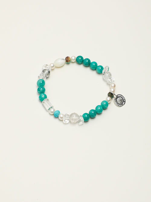 Blue Danube Crystal Bracelet — amazonite, turquoise, clear quartz, freshwater... | SENLORE