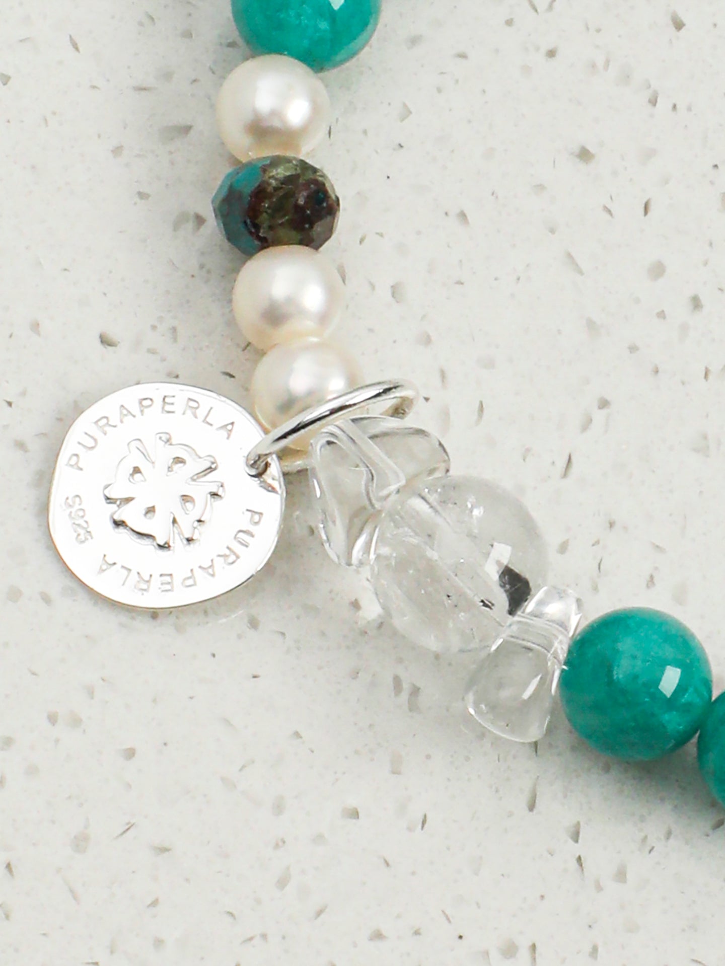 Blue Danube Crystal Bracelet — amazonite, turquoise, clear quartz, freshwater... | SENLORE