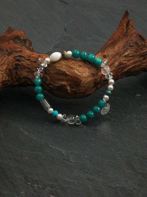 Blue Danube Crystal Bracelet — amazonite, turquoise, clear quartz, freshwater... | SENLORE