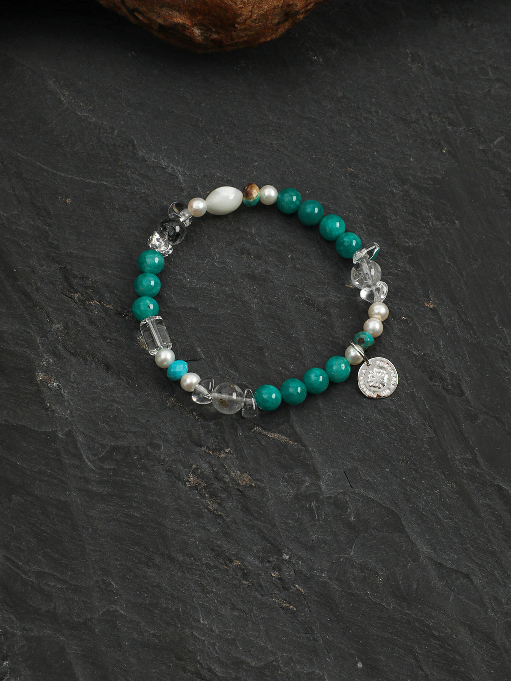 Blue Danube Crystal Bracelet — amazonite, turquoise, clear quartz, freshwater... | SENLORE