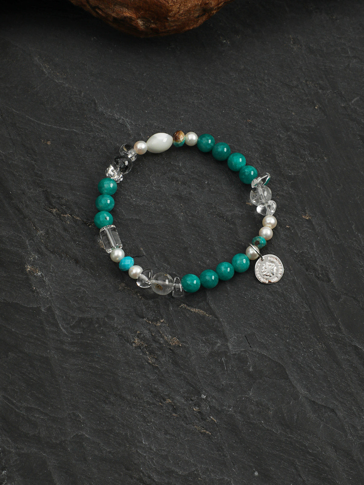 Blue Danube Crystal Bracelet — amazonite, turquoise, clear quartz, freshwater... | SENLORE