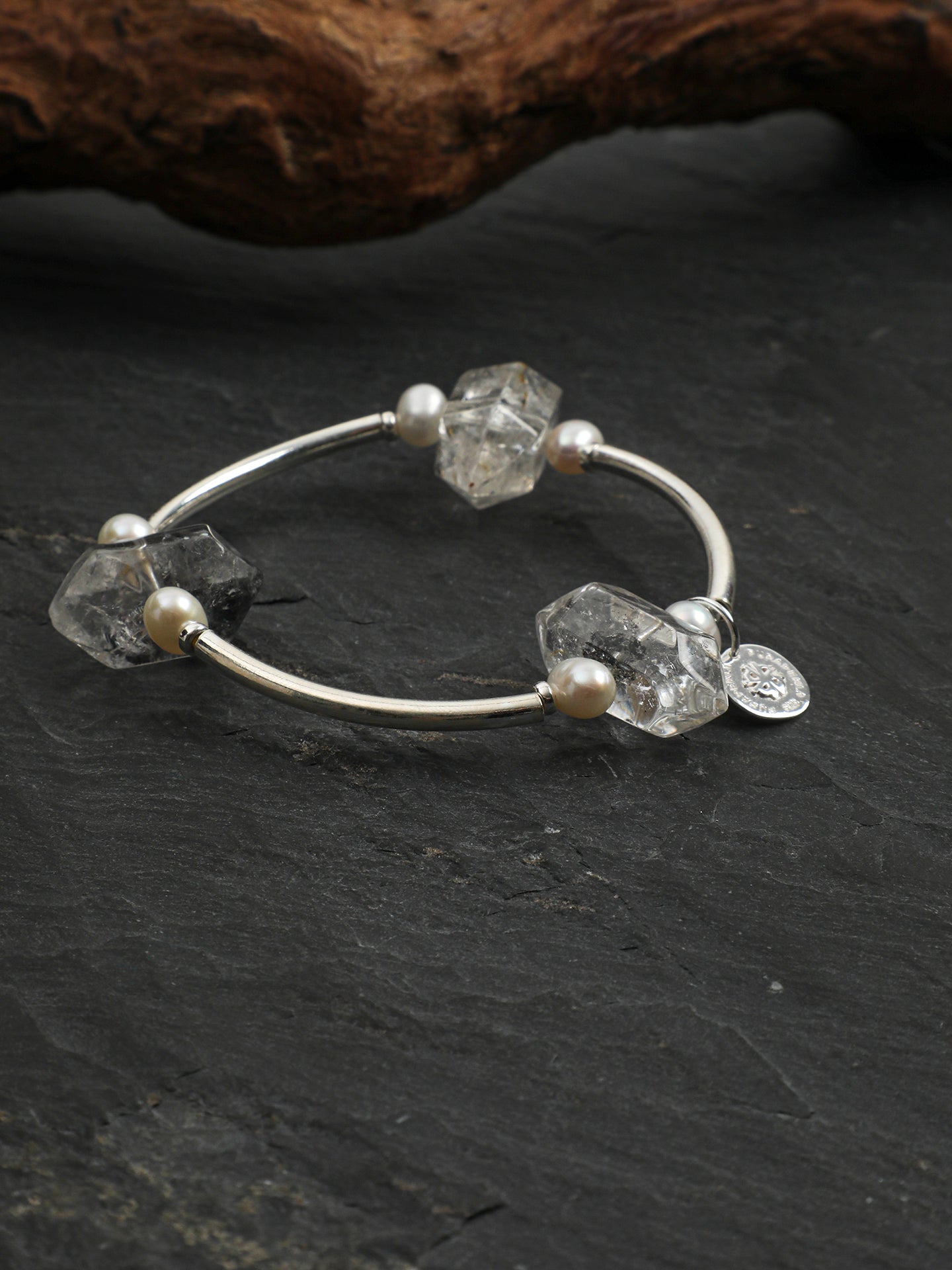 Black Galaxite Double-Point Sterling Silver Bracelet — Black Galaxite & Sterling Silver | SENLORE