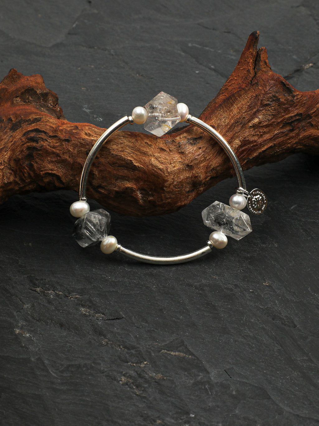 Black Galaxite Double-Point Sterling Silver Bracelet — Black Galaxite & Sterling Silver | SENLORE