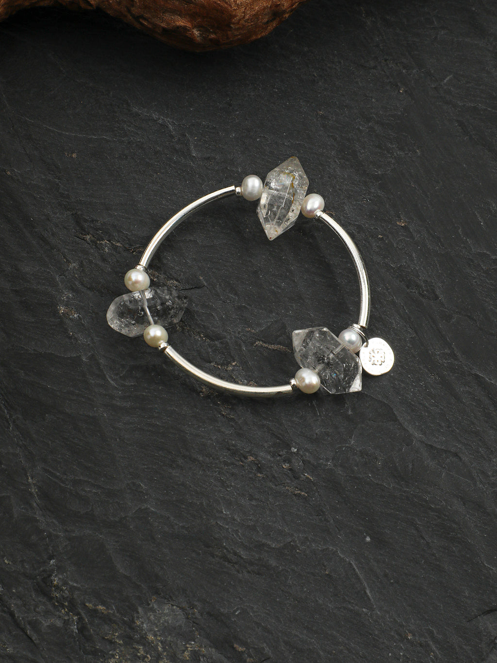 Black Galaxite Double-Point Sterling Silver Bracelet — Black Galaxite & Sterling Silver | SENLORE
