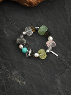 Rainbow Crystal Freeform & Baroque Pearl Bracelet — Mixed Gemstones, Baroque Pearl & Sterling Silver | SENLORE