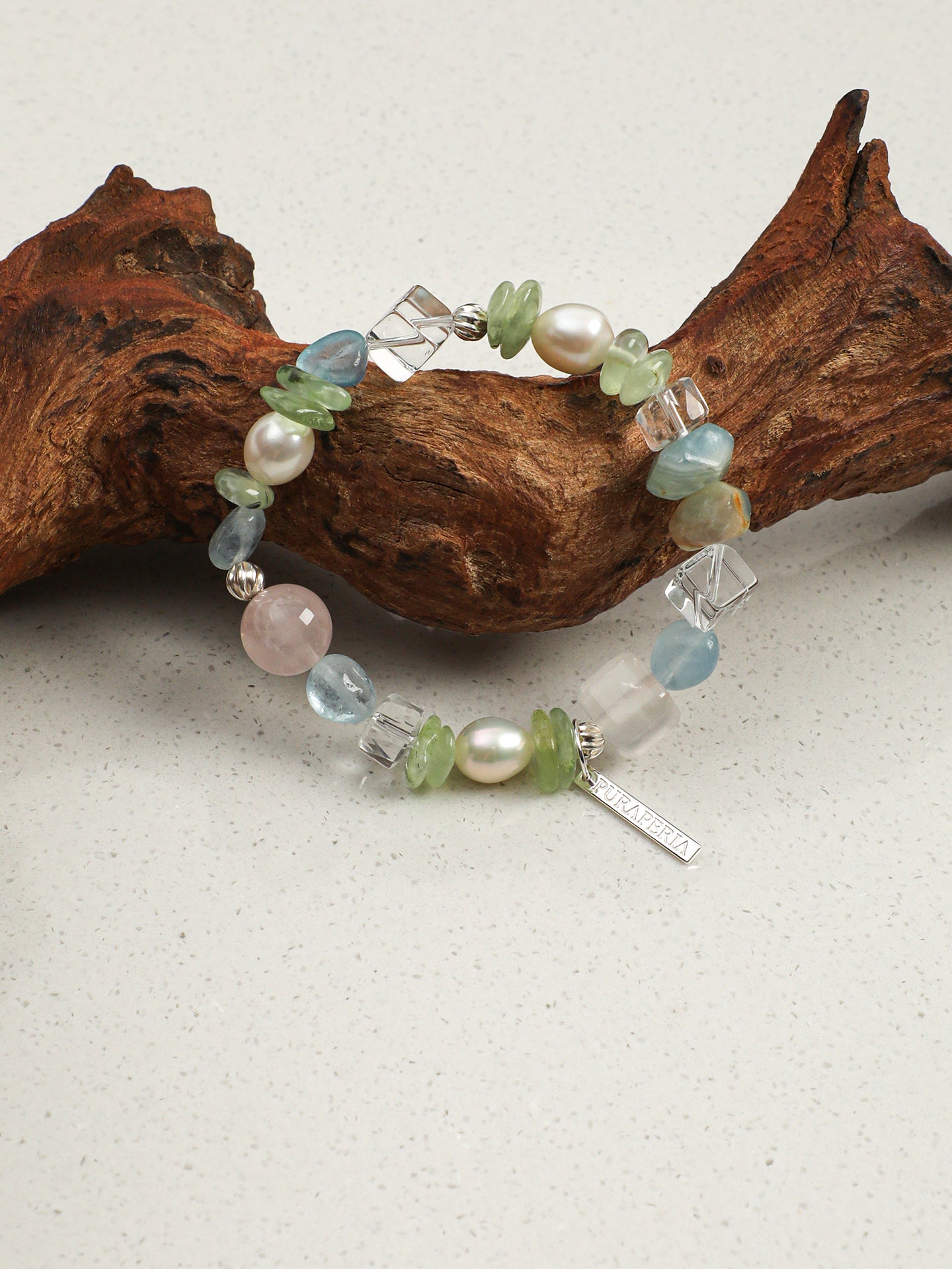 Spring Blossom Rose Quartz & Aquamarine Bracelet — Rose Quartz, Aquamarine & Sterling Silver | SENLORE