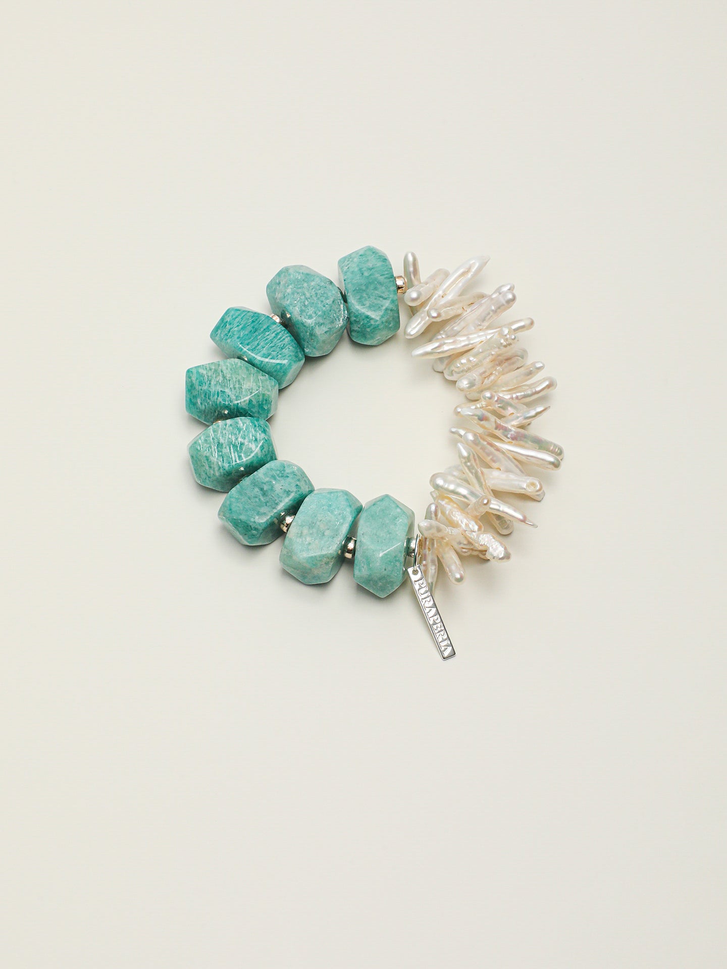 Amazonite & Baroque Pearl Toothpick Bracelet — Amazonite, Baroque Pearl & Sterling Silver | SENLORE
