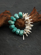 Amazonite & Baroque Pearl Toothpick Bracelet — Amazonite, Baroque Pearl & Sterling Silver | SENLORE