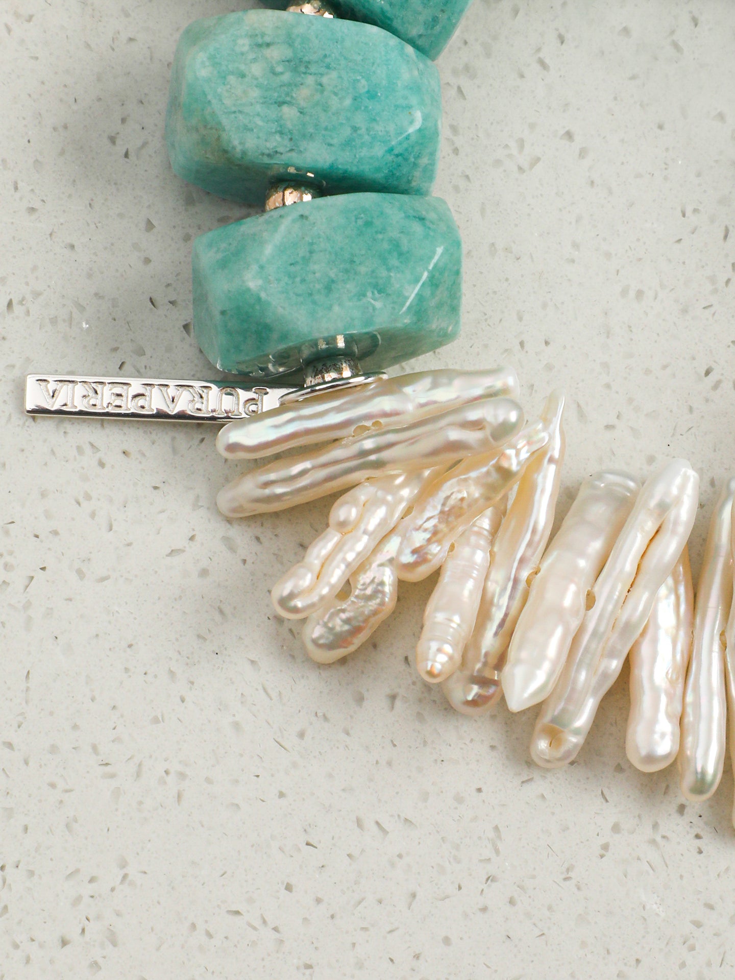 Amazonite & Baroque Pearl Toothpick Bracelet — Amazonite, Baroque Pearl & Sterling Silver | SENLORE