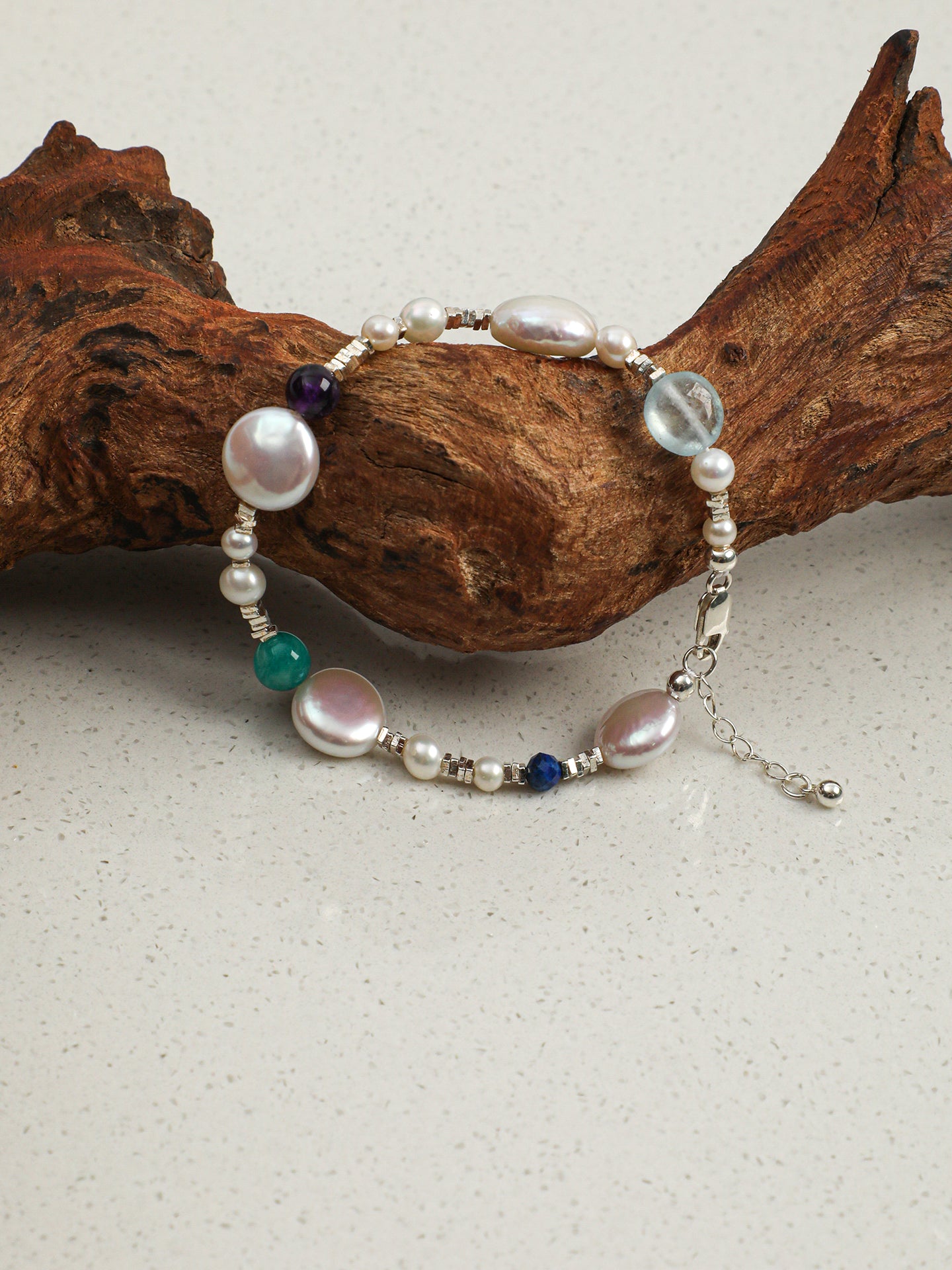 Teardrop Baroque Pearl & Lapis Bracelet — Baroque Pearl, Lapis Lazuli & Sterling Silver | SENLORE