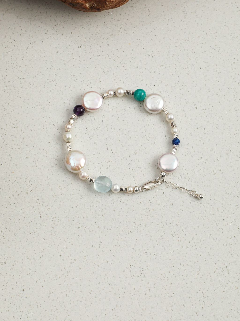 Teardrop Baroque Pearl & Lapis Bracelet — Baroque Pearl, Lapis Lazuli & Sterling Silver | SENLORE