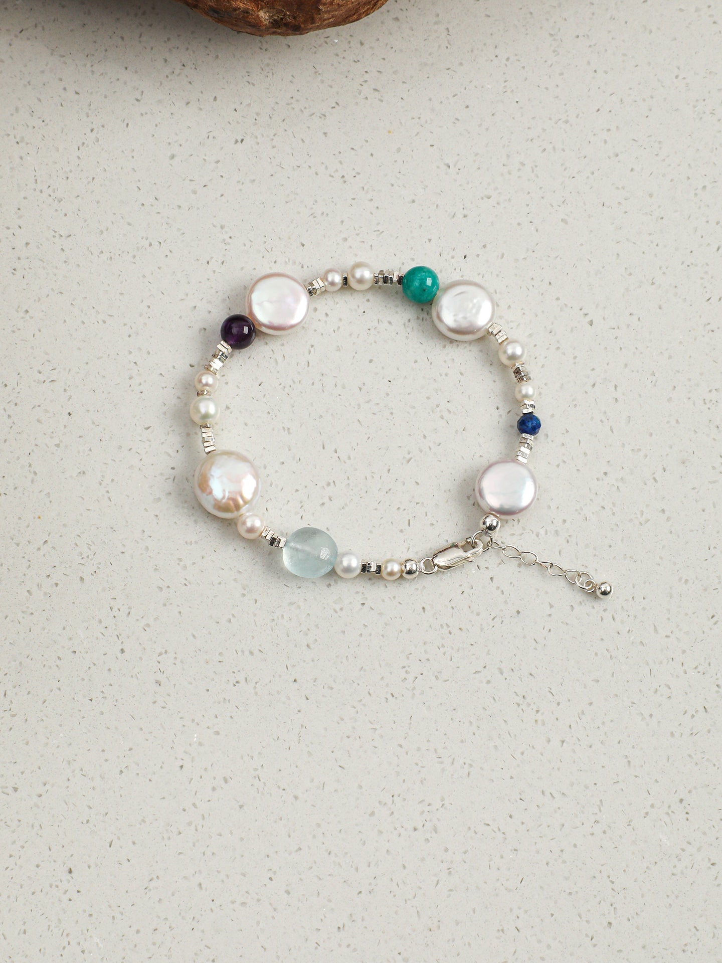 Teardrop Baroque Pearl & Lapis Bracelet — Baroque Pearl, Lapis Lazuli & Sterling Silver | SENLORE