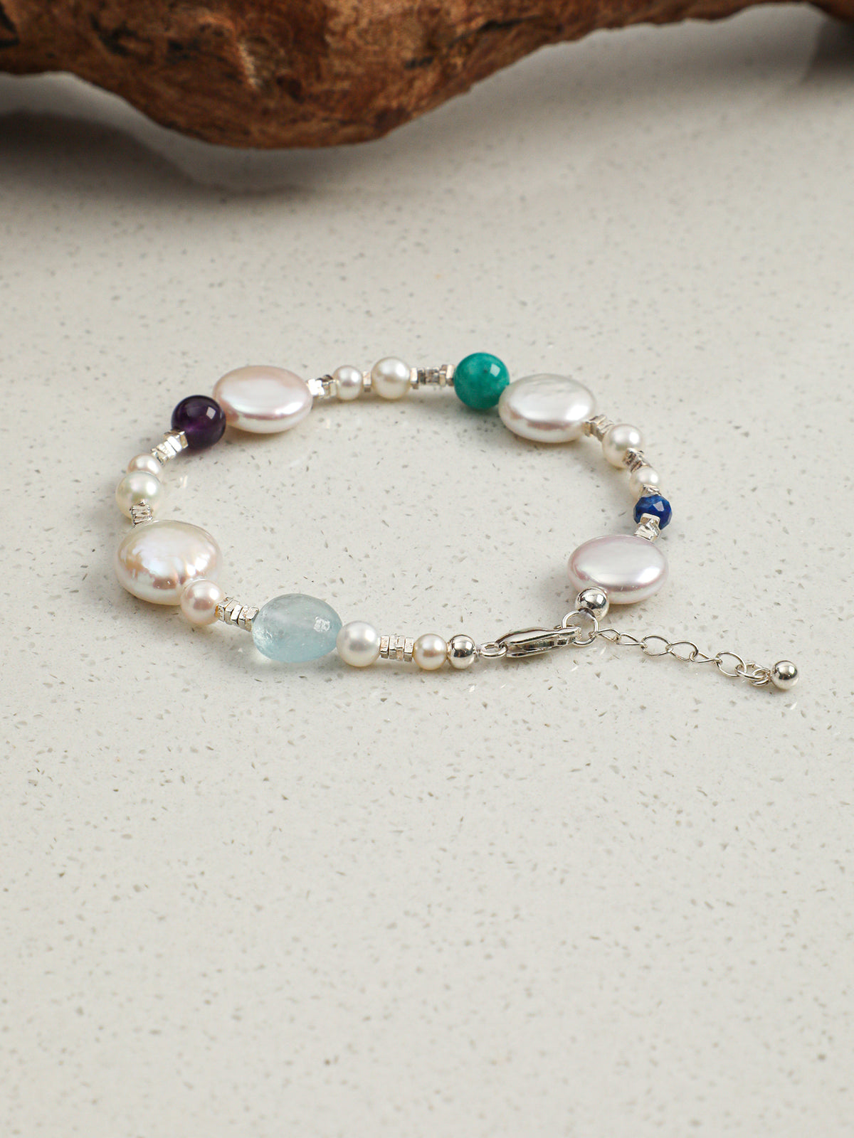 Teardrop Baroque Pearl & Lapis Bracelet — Baroque Pearl, Lapis Lazuli & Sterling Silver | SENLORE