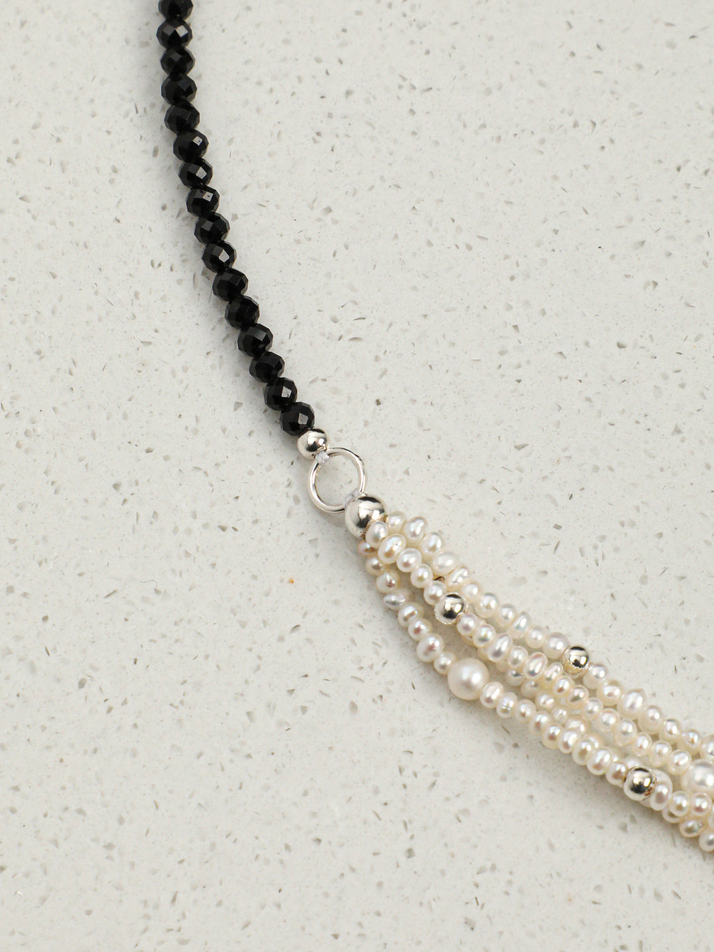 Black Tourmaline Layered Pearl Necklace — Black Tourmaline, Pearl & Sterling Silver | SENLORE