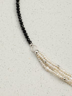 Black Tourmaline Layered Pearl Necklace — Black Tourmaline, Pearl & Sterling Silver | SENLORE