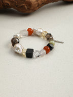 Baroque Rainbow Crystal & Moonstone Bracelet — Moonstone, Citrine, Baroque Pearl & Silver | SENLORE