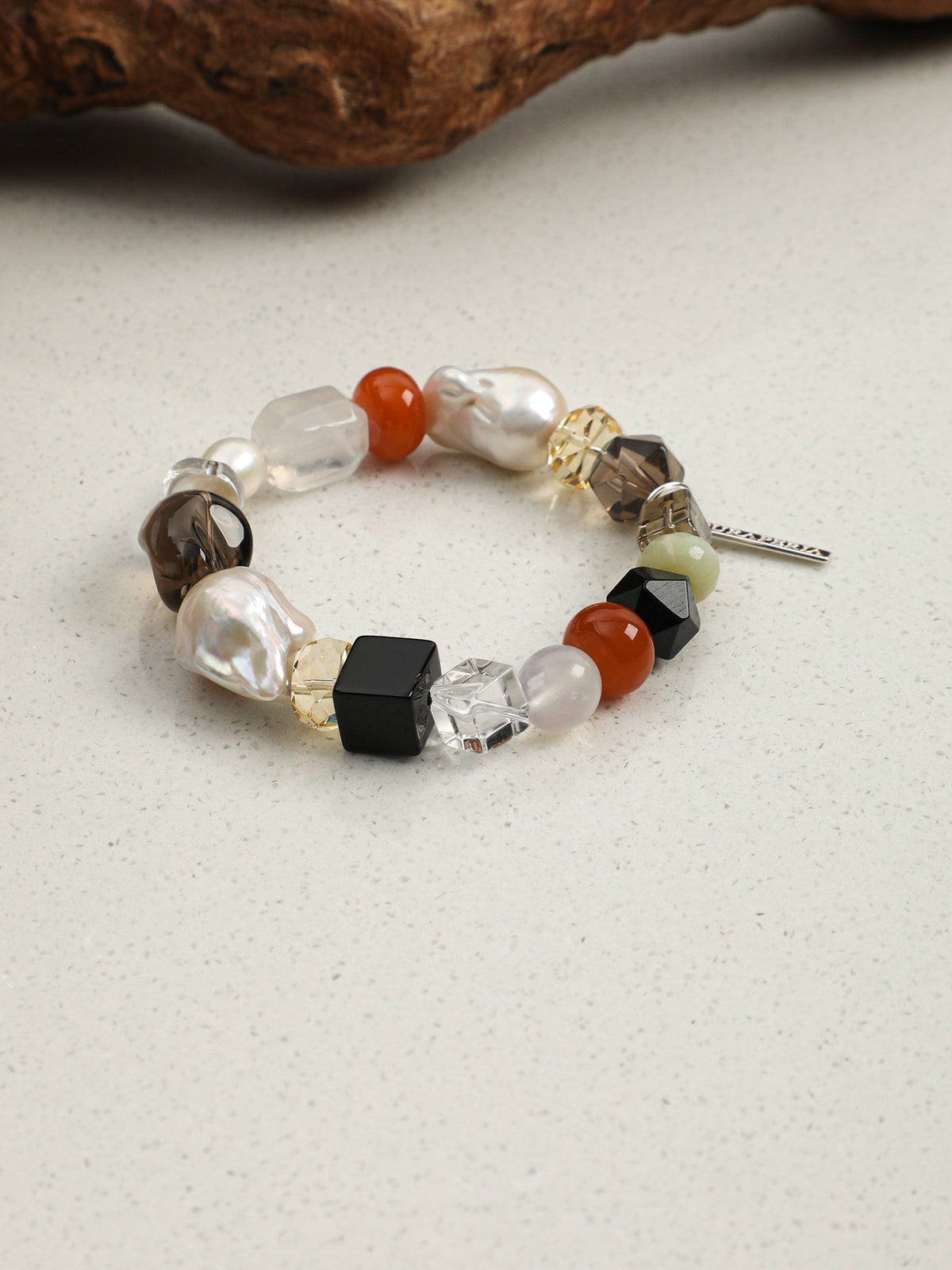 Baroque Rainbow Crystal & Moonstone Bracelet — Moonstone, Citrine, Baroque Pearl & Silver | SENLORE