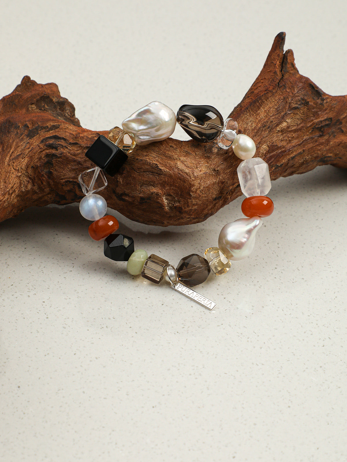 Baroque Rainbow Crystal & Moonstone Bracelet — Moonstone, Citrine, Baroque Pearl & Silver | SENLORE