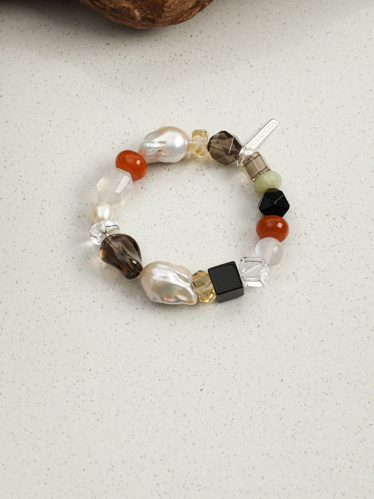 Baroque Rainbow Crystal & Moonstone Bracelet — Moonstone, Citrine, Baroque Pearl & Silver | SENLORE
