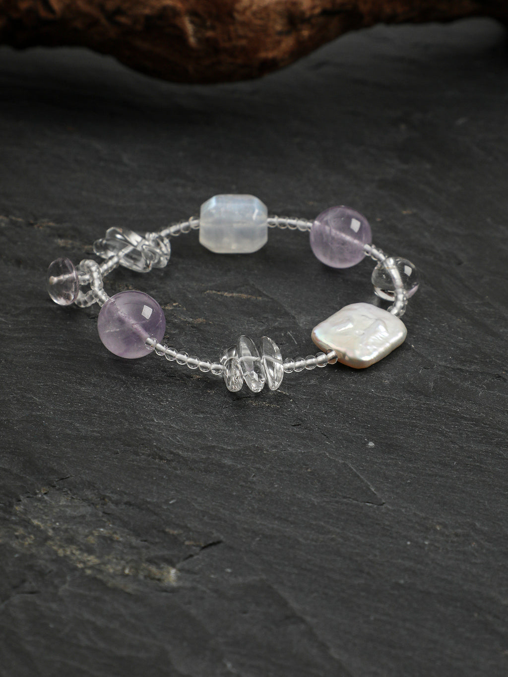 Square Baroque Amethyst Bracelet — Amethyst, Baroque Pearl & Sterling Silver | SENLORE