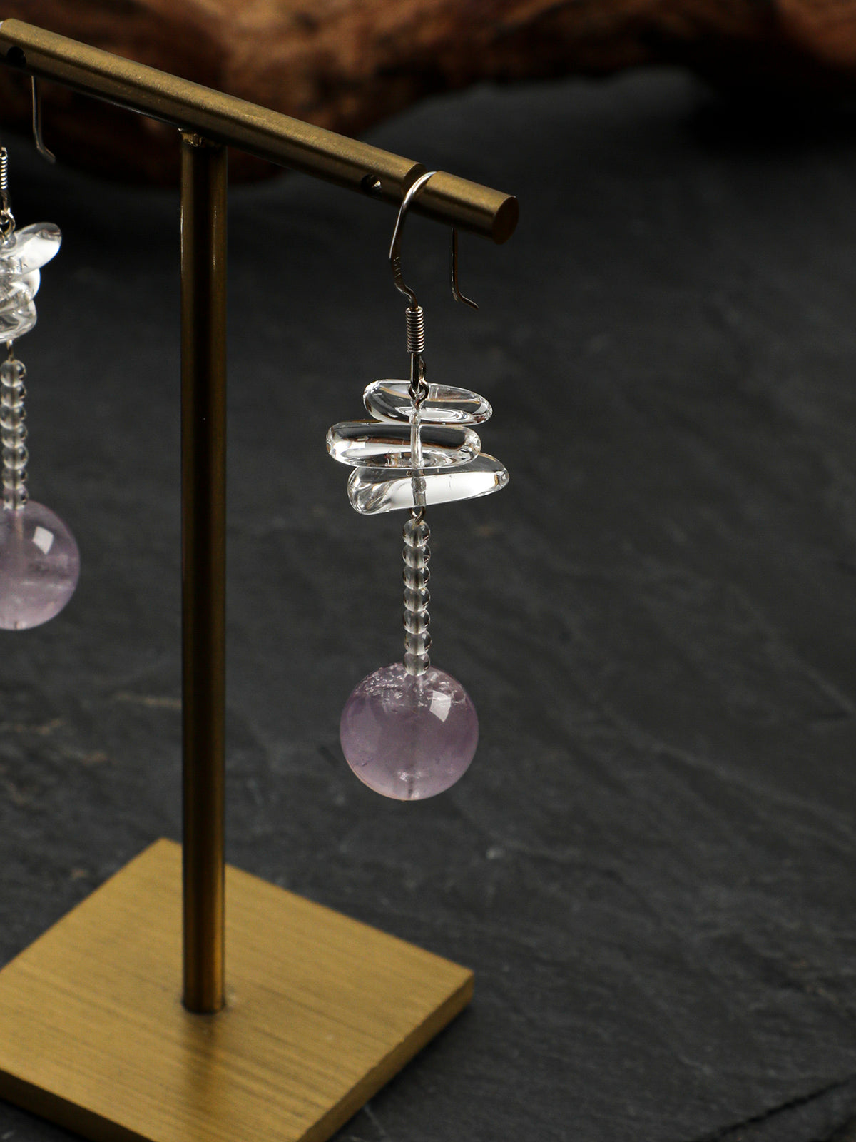 Amethyst Fang Vintage Drop Earrings — Amethyst, Clear Quartz & Sterling Silver | SENLORE