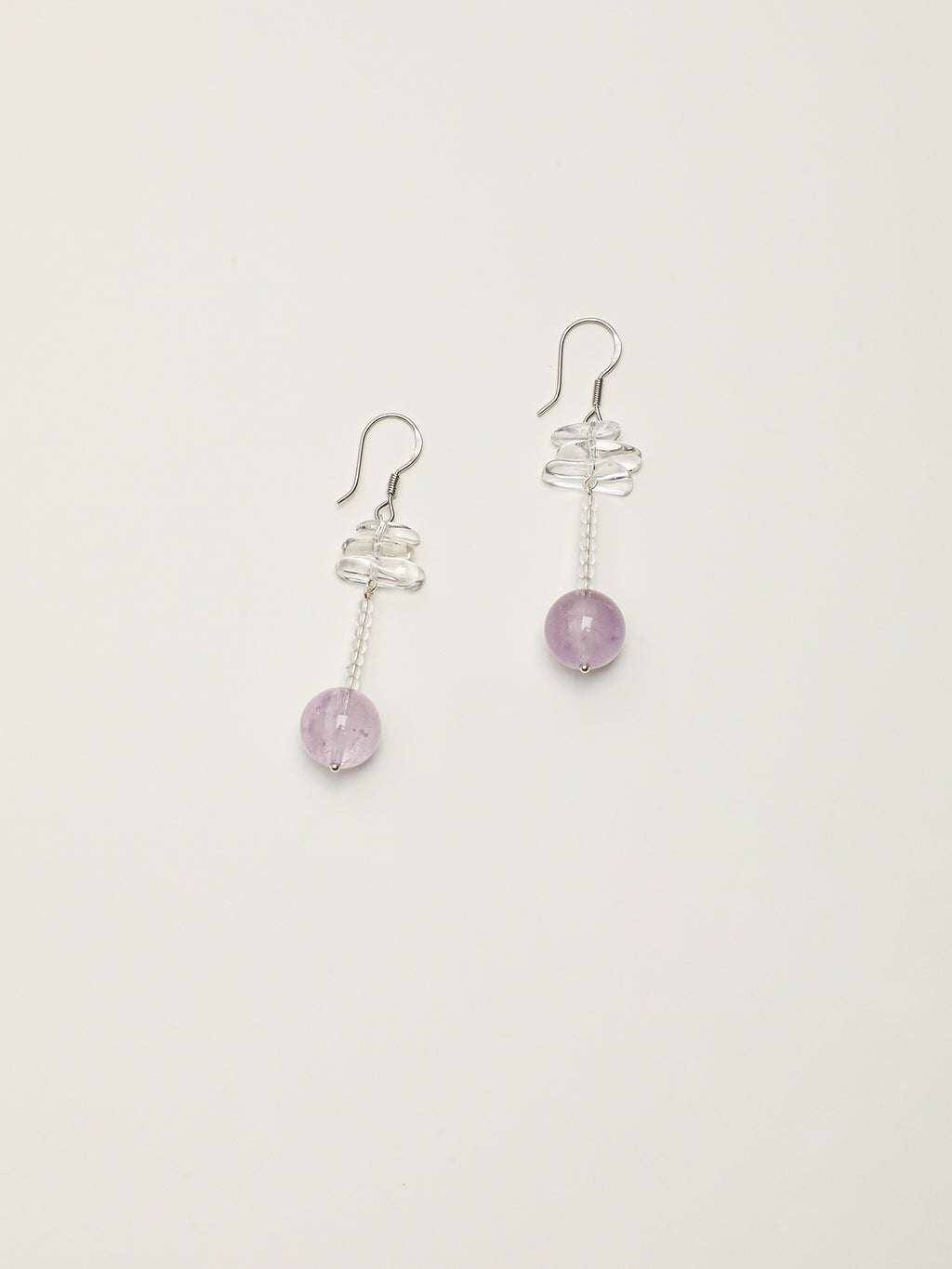 Amethyst Fang Vintage Drop Earrings — Amethyst, Clear Quartz & Sterling Silver | SENLORE
