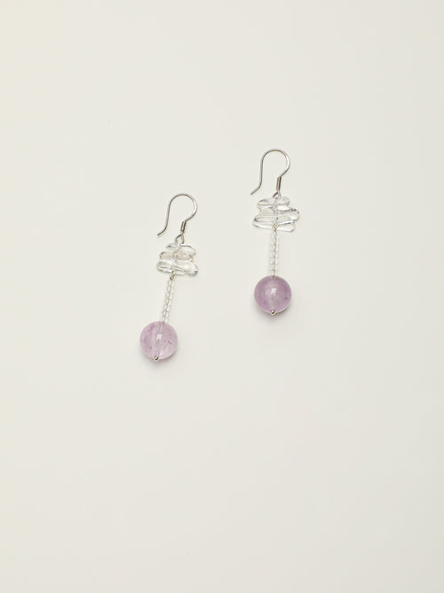 Amethyst Fang Vintage Drop Earrings — Amethyst, Clear Quartz & Sterling Silver | SENLORE