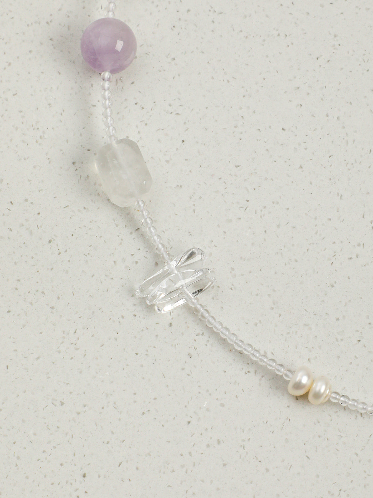 Minimal Clear Quartz & Baroque Pearl Necklace — Clear Quartz, Baroque Pearl & Sterling Silver | SENLORE
