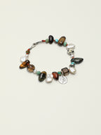 Tiger's Eye & Smoky Quartz Baroque Bracelet — tiger's eye, smoky quartz, phoenix stone, baroque pearl, Thai silver | SENLORE
