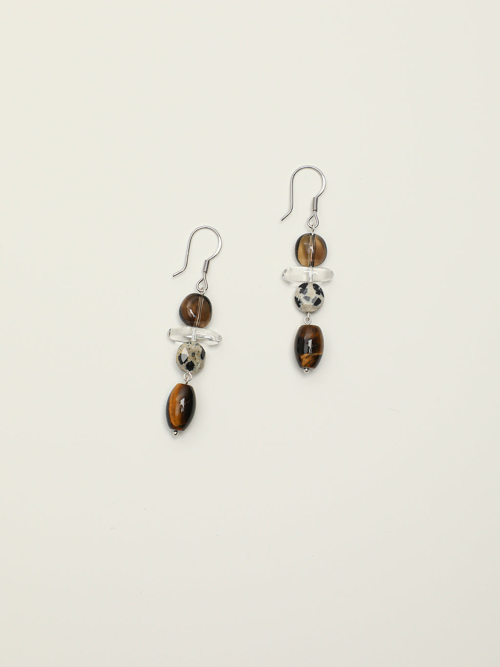 Smoky Quartz & Tiger's Eye Drop Earrings — smoky quartz, tiger's eye, clear quartz, sterling silver | SENLORE