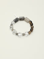 Clear Quartz & Smoky Quartz Disc Bracelet — clear quartz, smoky quartz, black rutilated quartz, sterling silver | SENLORE