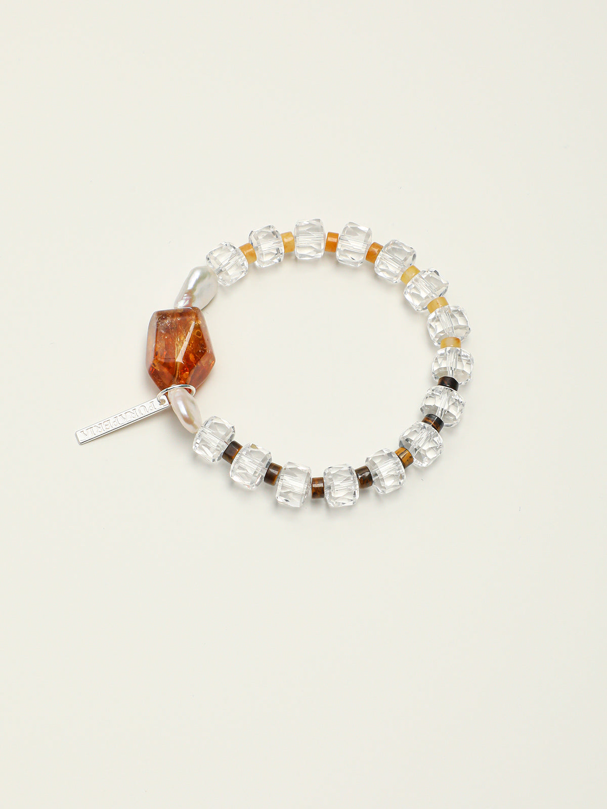 Citrine & Button Baroque Pearl Bracelet — citrine, yellow jade, tiger's eye, baroque pearl, sterling silver | SENLORE