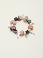 Pink Opal & Baroque Pearl Crystal Bracelet — pink opal, black agate, baroque pearl, seed pearls, sterling silver | SENLORE