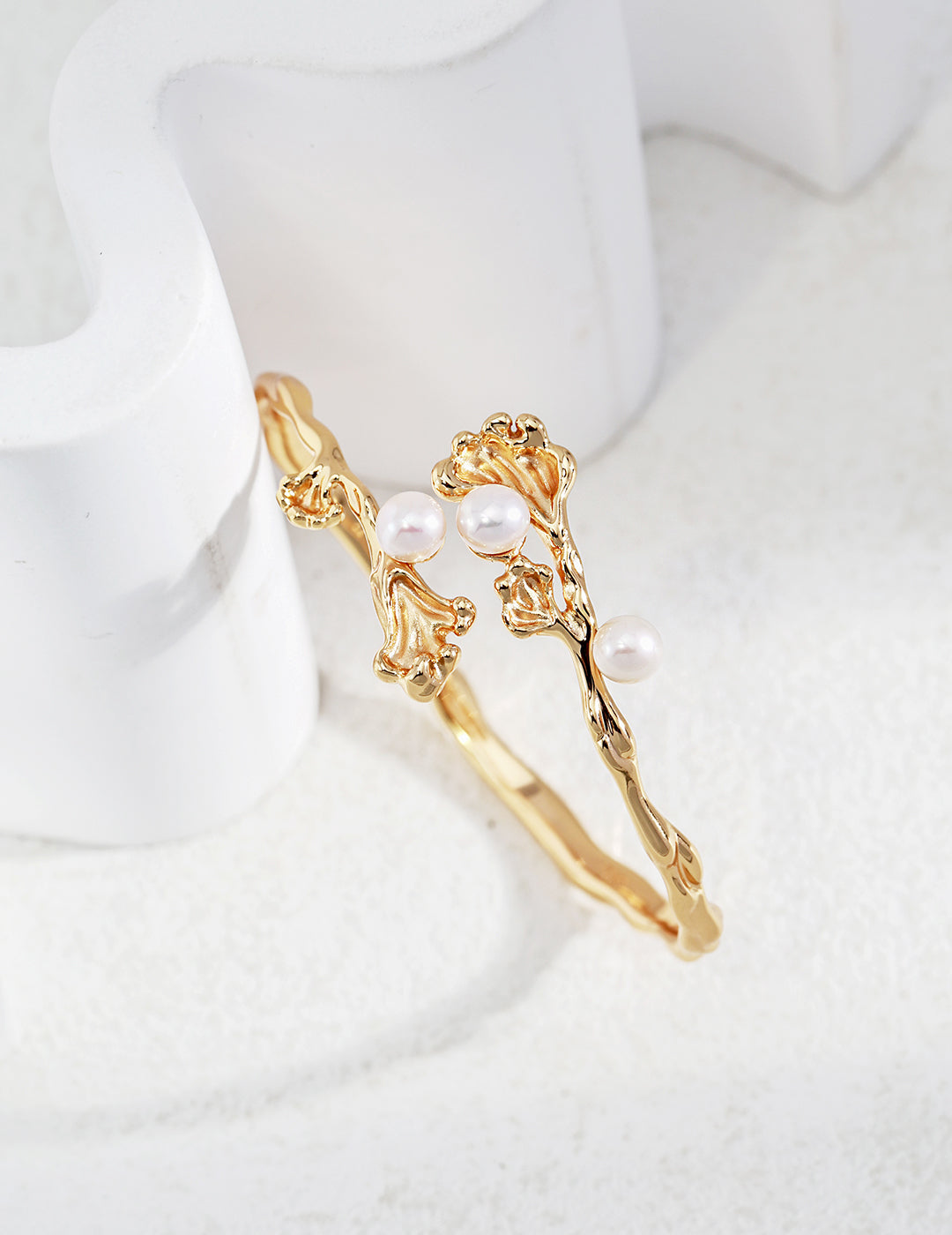 Ocean Wave Pearl Bangle — Sterling Silver, 18K Gold Vermeil, natural freshwater pearl | SENLORE