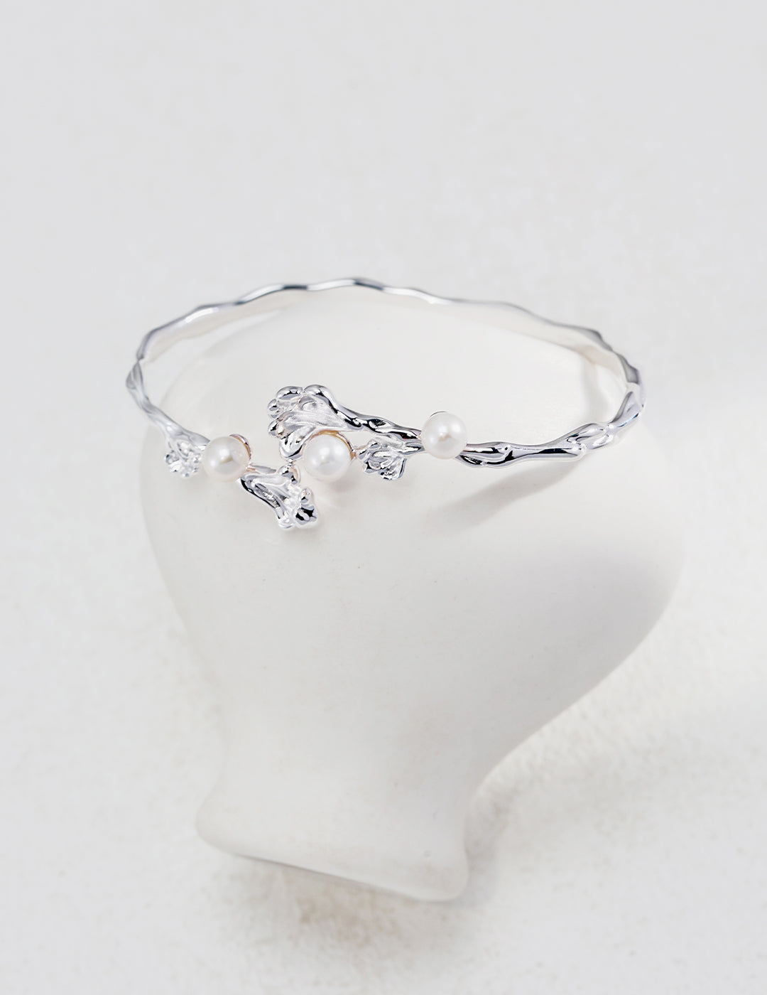 Ocean Wave Pearl Bangle — Sterling Silver, 18K Gold Vermeil, natural freshwater pearl | SENLORE