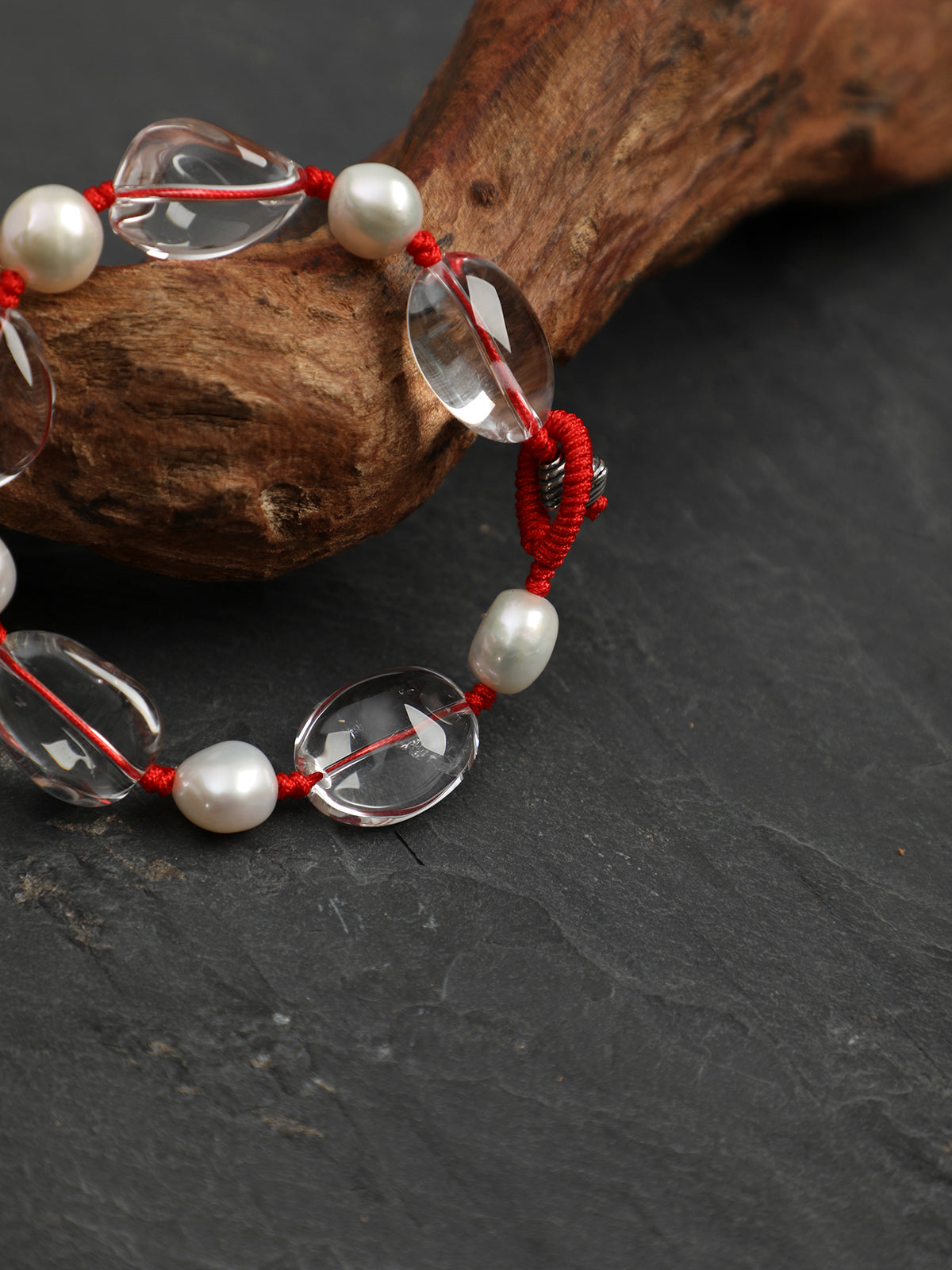 White Crystal & Baroque Pearl Abundance Bracelet