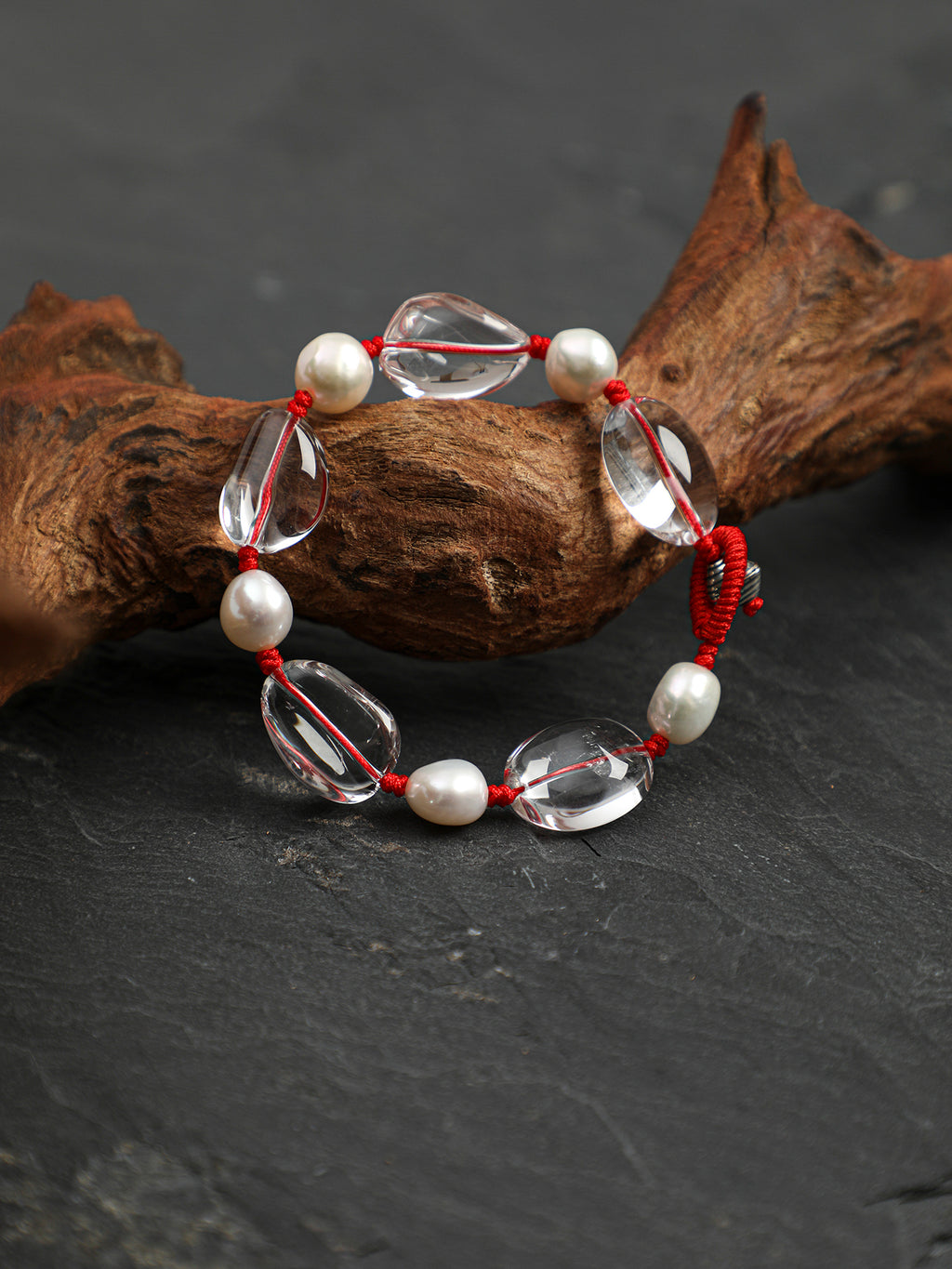 White Crystal & Baroque Pearl Abundance Bracelet